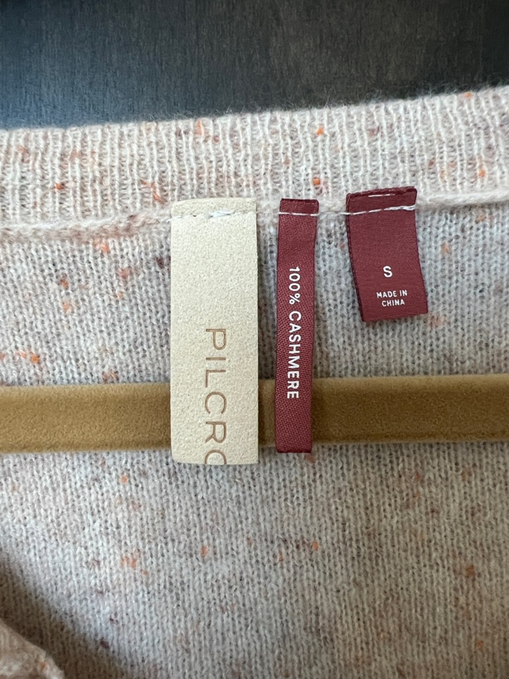 Pilcro Speckled Light Pink Cashmere Henley Sweater - Picture 2 of 4